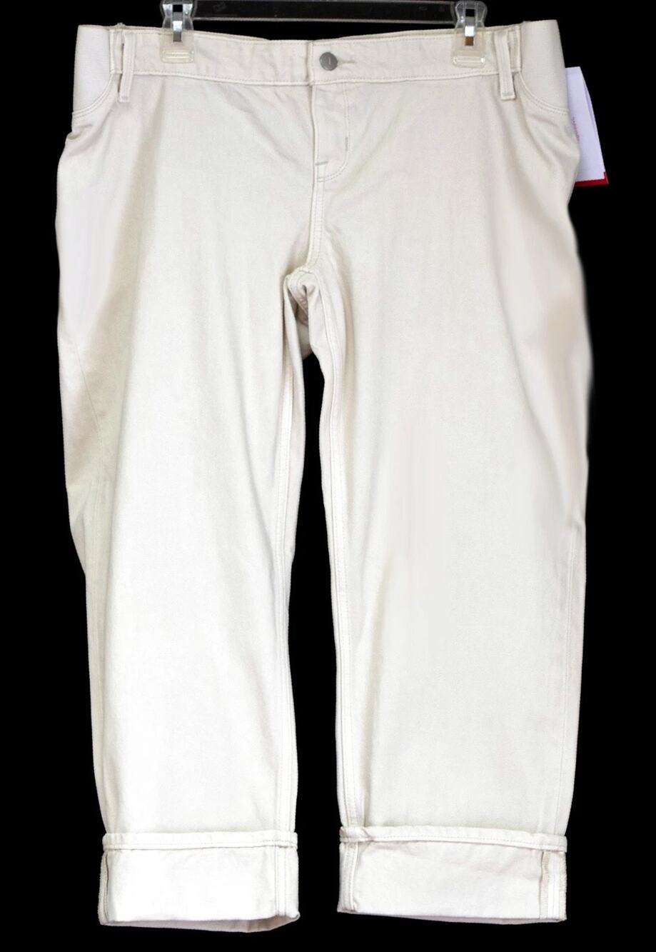 Ingrid and Isabel Women's White Maternity Boyfriend Jeans Size 10 Denim Cropped